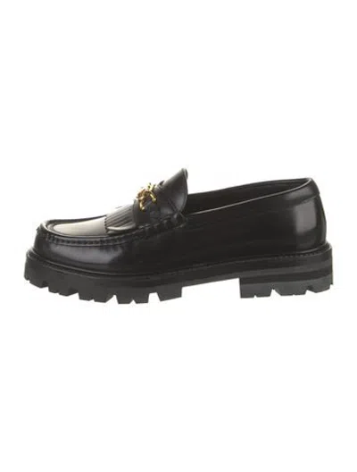 Pre-owned Celine Leather Loafers In Black