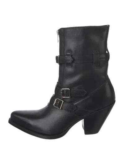 Pre-owned Celine Leather Moto Boots In Black