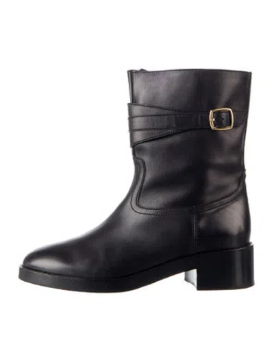 Pre-owned Celine Leather Moto Boots In Blue