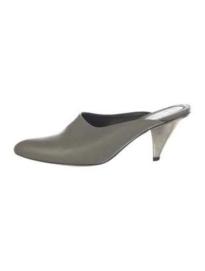 Pre-owned Celine Leather Mules In Grey