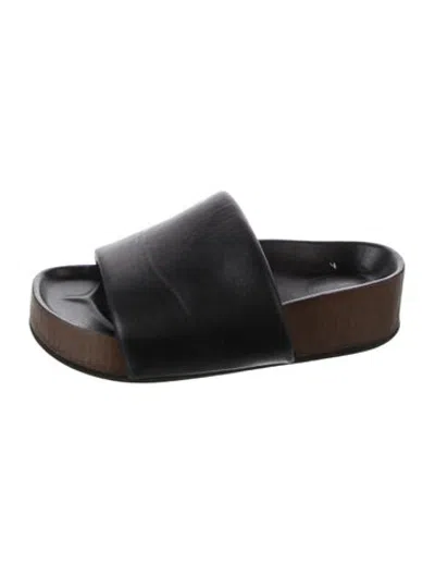 Pre-owned Celine Leather Slides In Black