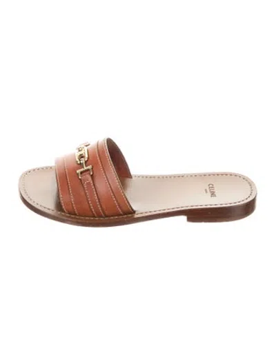 Pre-owned Celine Leather Slides In Brown