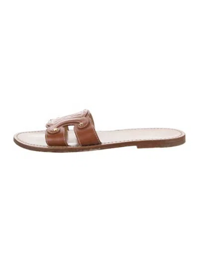 Pre-owned Celine Leather Slides In Brown