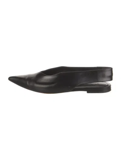 Pre-owned Celine Leather Slingback Flats In Black