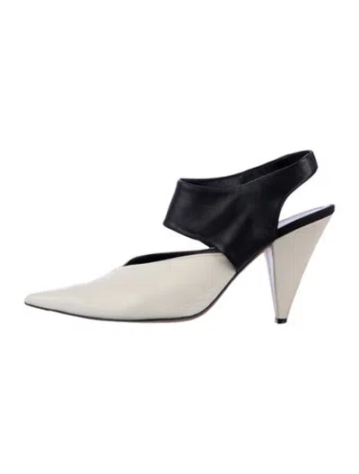 Pre-owned Celine Leather Slingback Pumps In Black/white