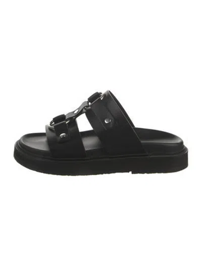 Pre-owned Celine Leather Studded Accents Slides In Black