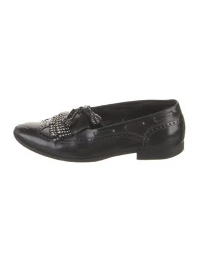 Pre-owned Celine Leather Tassel Accents Loafers In Black