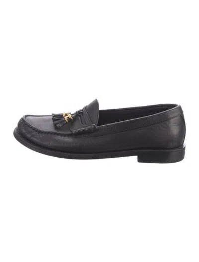 Pre-owned Celine Leather Tassel Accents Loafers In Black