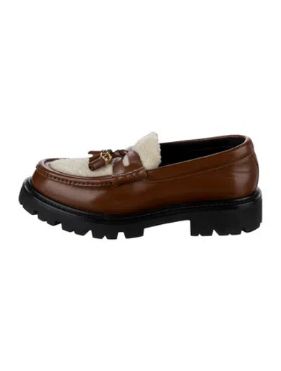 Pre-owned Celine Leather Tassel Accents Loafers In Brown