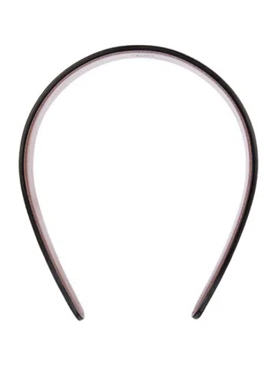 Pre-owned Celine Leather Textured Monogram Headband In Brown