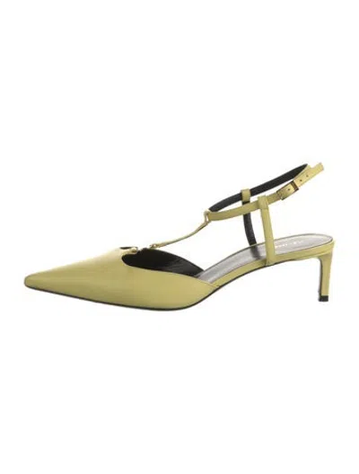 Pre-owned Celine Leather T-strap Pumps In Yellow