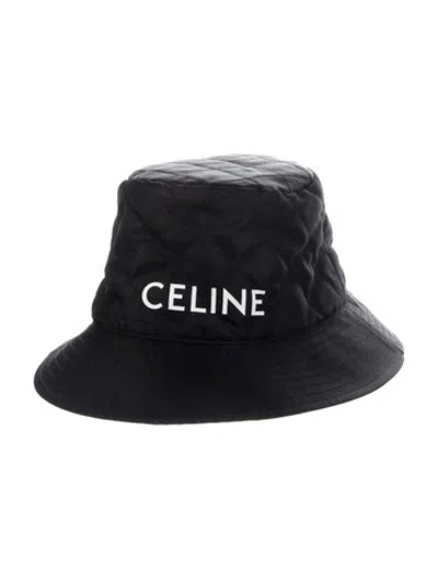 Pre-owned Celine Logo Print Bucket Hat In Black
