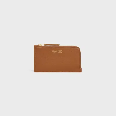 Celine Logo Zipped Card Holder In Cream