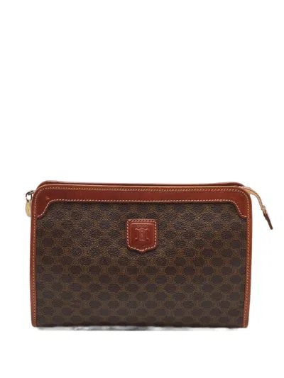 Pre-owned Celine Macadam Coated Canvas Clutch Bag In Brown