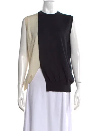 Pre-owned Celine Merino Wool Colorblock Pattern Sweater In Black