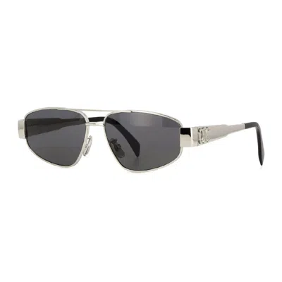 Celine Mini Shiny Palladium Sunglasses In Metallic