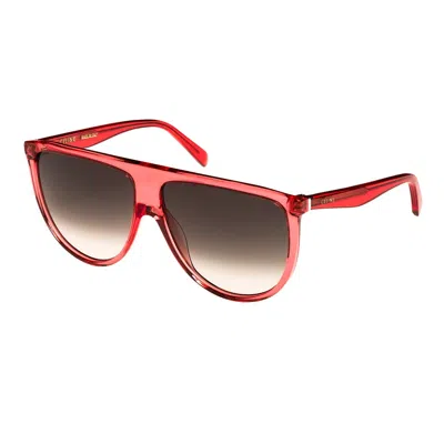 Celine Mini Transparent Sunglasses With Grey Gradient Lenses In Transparent Red
