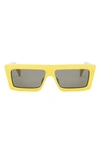Celine Monochroms 57mm Rectangular Sunglasses In Shiny Yellow / Smoke