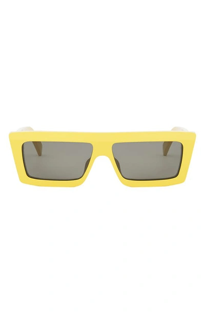 Celine Monochroms 57mm Rectangular Sunglasses In Shiny Yellow / Smoke