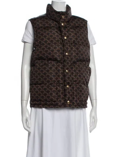 Pre-owned Celine Nylon Patterned Vest In Brown