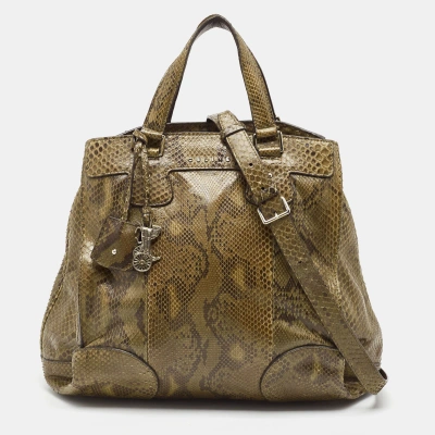 Pre-owned Celine Olive Green Python Charm Tote