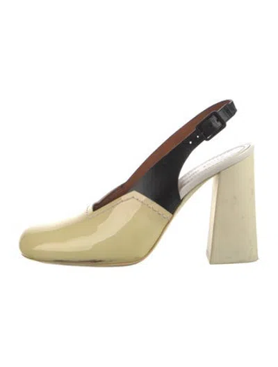 Pre-owned Celine Patent Leather Slingback Pumps In Neutrals