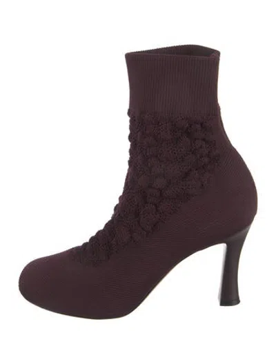 Pre-owned Celine Patterned Sock Boots In Burgundy