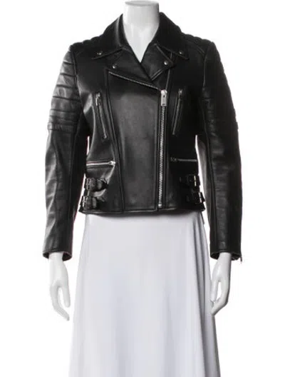 Pre-owned Celine Persian Lamb Biker Jacket In Black