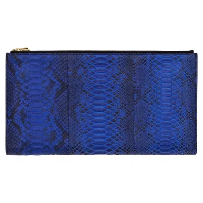 Pre-owned Celine Python Skin Solo Large Zipped Multifunction Wallet In Purple