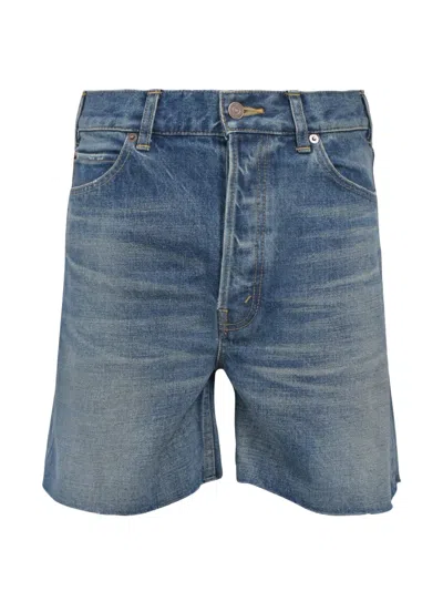 Pre-owned Celine Raw-hem Denim Shorts In Blue