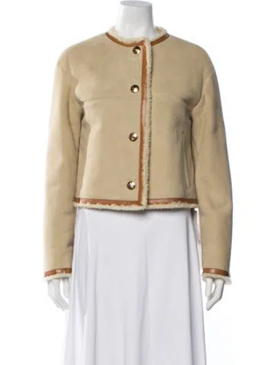 Pre-owned Celine Shearling Coat In Neutrals