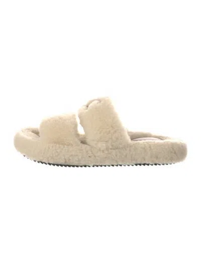Pre-owned Celine Shearling Slides In Neutrals