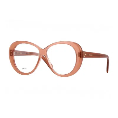 Celine Shiny Light Brown Mini Eyeglasses With Clear Demo Lenses