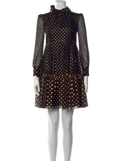 Pre-owned Celine Silk Mini Dress In Black/gold