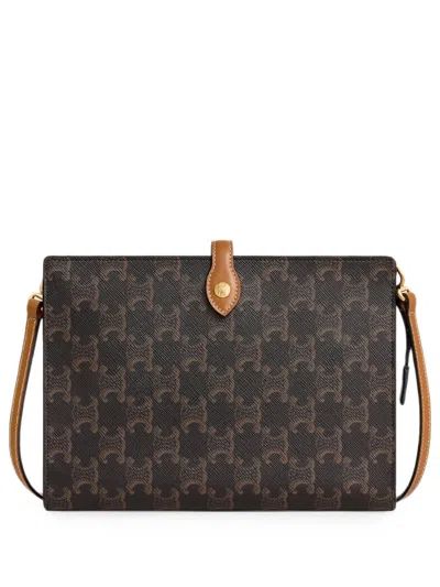 Celine Small Triomphe Canvas Shoulder Bag In Brown