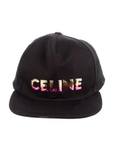 Pre-owned Celine Snapback Embellished Hat In Black
