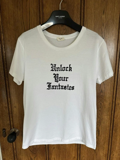 Pre-owned Celine Ss19  Unlock Your Fantasies White T Shirt Logo Hedi
