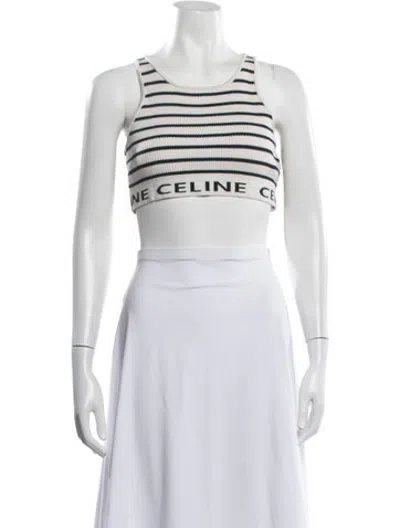 Pre-owned Celine Striped Crew Neck Sports Bra In Neutrals