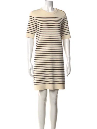 Pre-owned Celine Striped Mini Dress W/ Tags In Neutrals