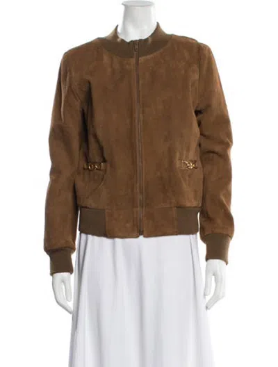 Pre-owned Celine Suede Bomber Jacket In Brown