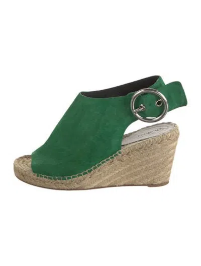 Pre-owned Celine Suede Espadrilles In Green