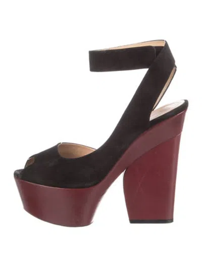 Pre-owned Celine Suede Pumps In Burgundy