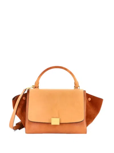 Pre-owned Celine Trapeze Bag Leather Small Satchel In Brown