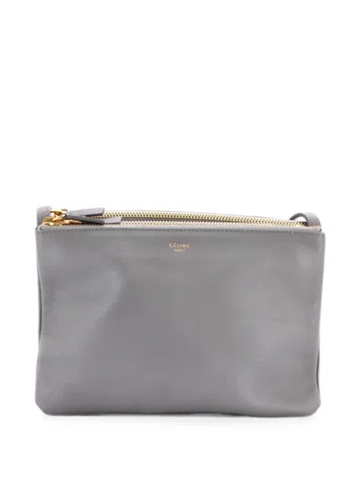 Pre-owned Celine Trio Leather Small Crossbody Bag In Grey