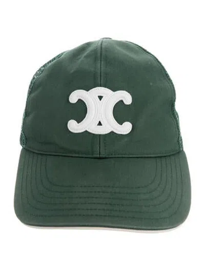Pre-owned Celine Triomphe Baseball Cap In Green