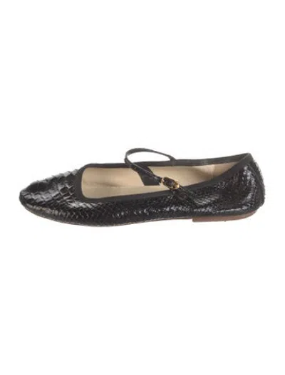 Pre-owned Celine Triomphe Leather Ballet Flats In Black