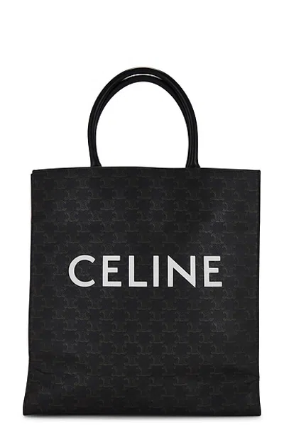 Celine Triomphe Leather Tote Bag In Black