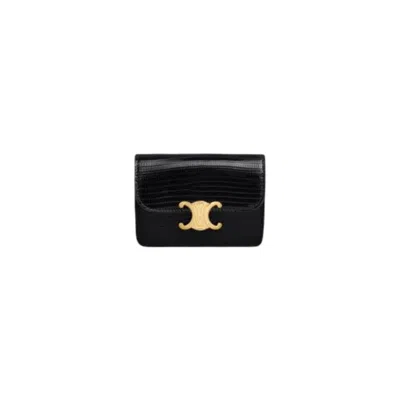 Celine Triomphe Lizard Skin Card Holder With Flap