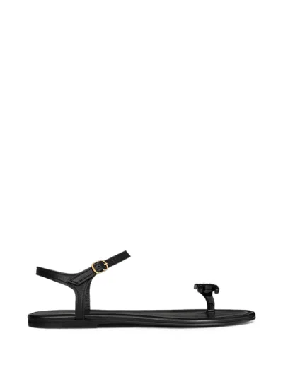 Celine Triomphe Thong Sandals In Black