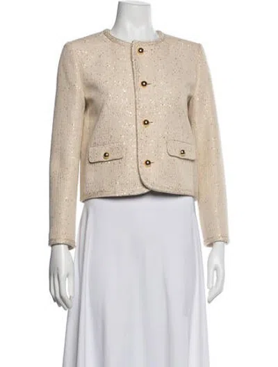 Pre-owned Celine Tweed Pattern Blazer W/ Tags In Neutrals